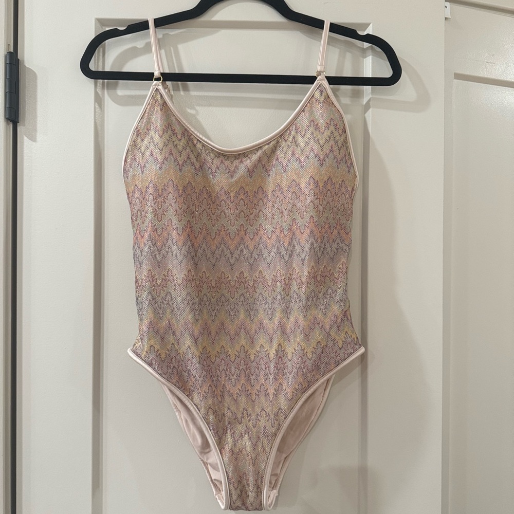 PQ swim Pastel Chevron Scoop One-Piece